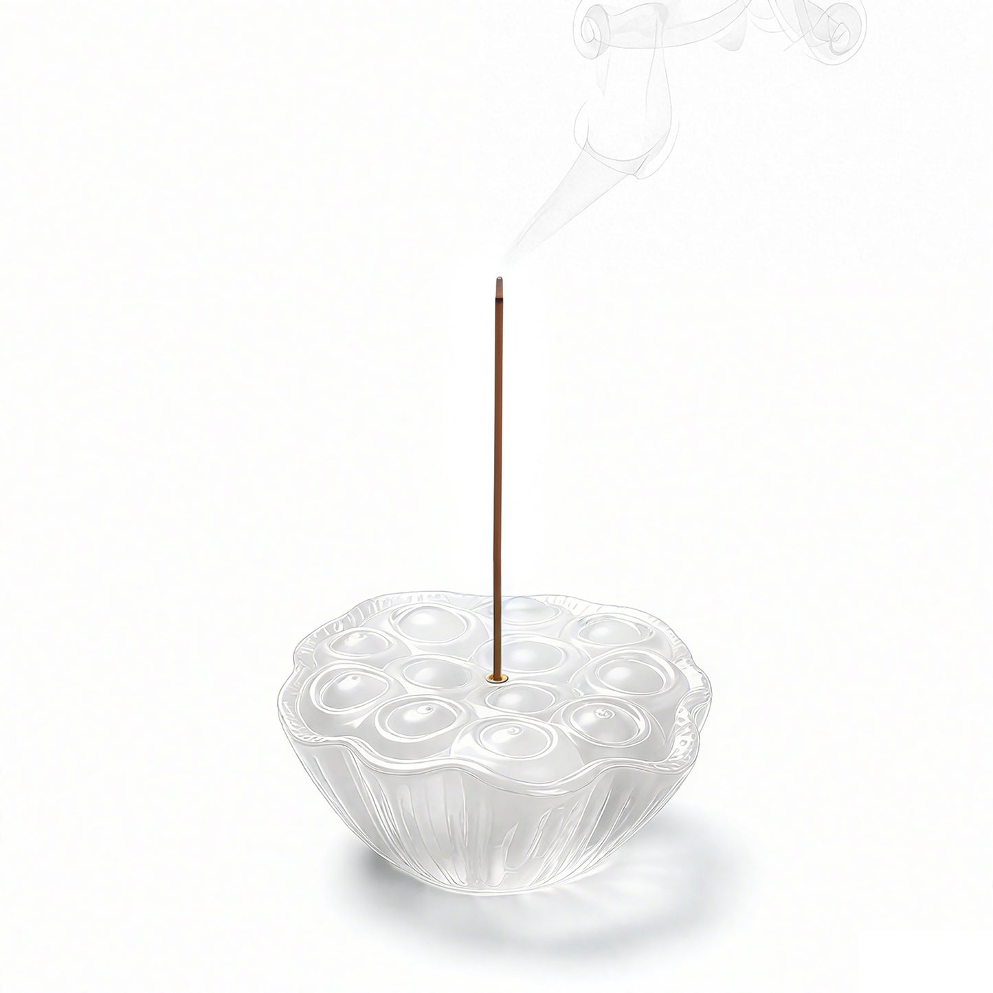 Glass Lotus Incense Holder with Ash Catcher