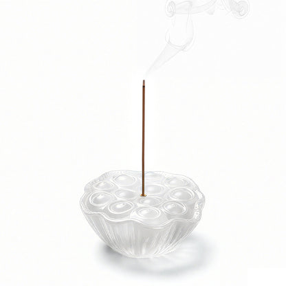 Glass Lotus Incense Holder with Ash Catcher
