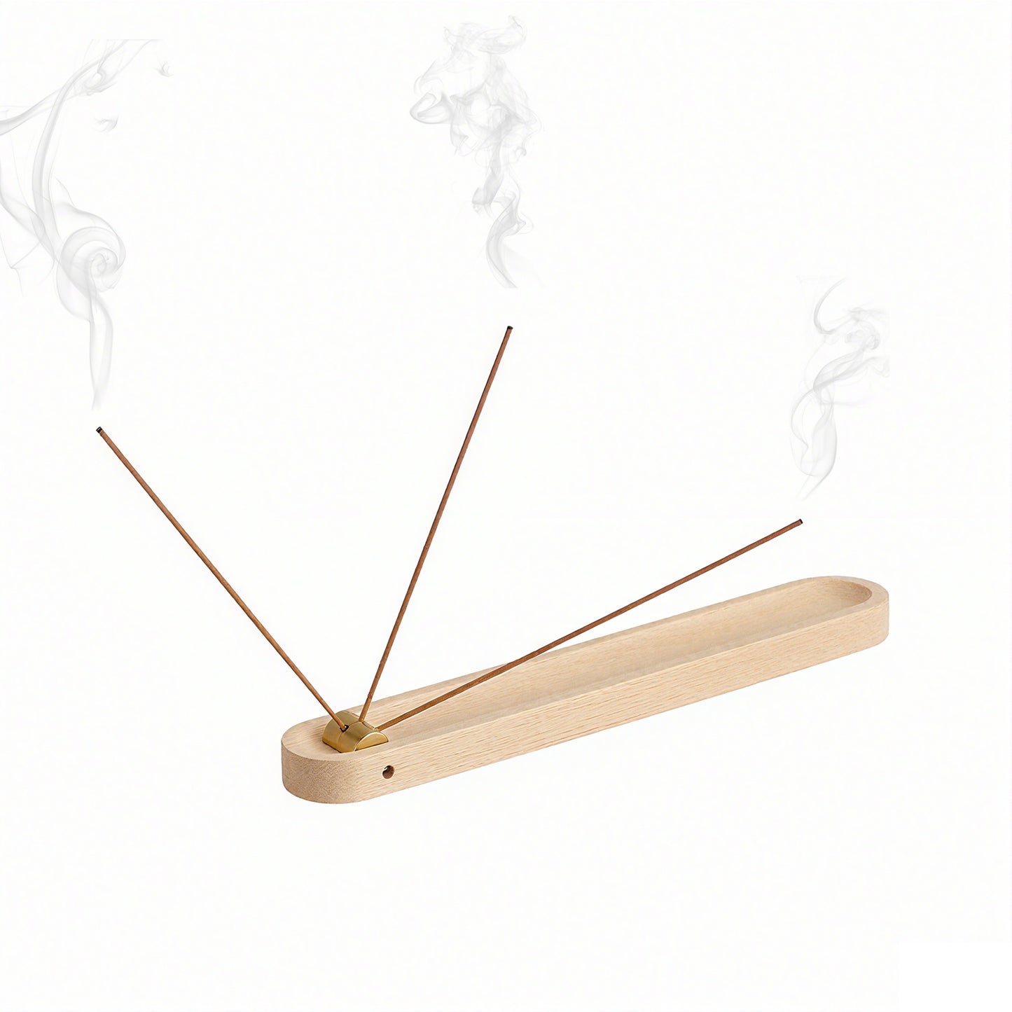 Walnut & Brass Incense Holder with Ash Catcher (7.2")