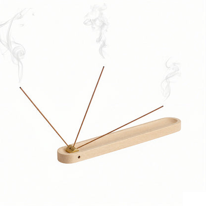 Walnut & Brass Incense Holder with Ash Catcher (7.2")