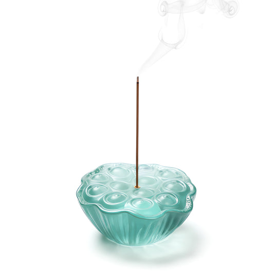 Glass Lotus Incense Holder with Ash Catcher