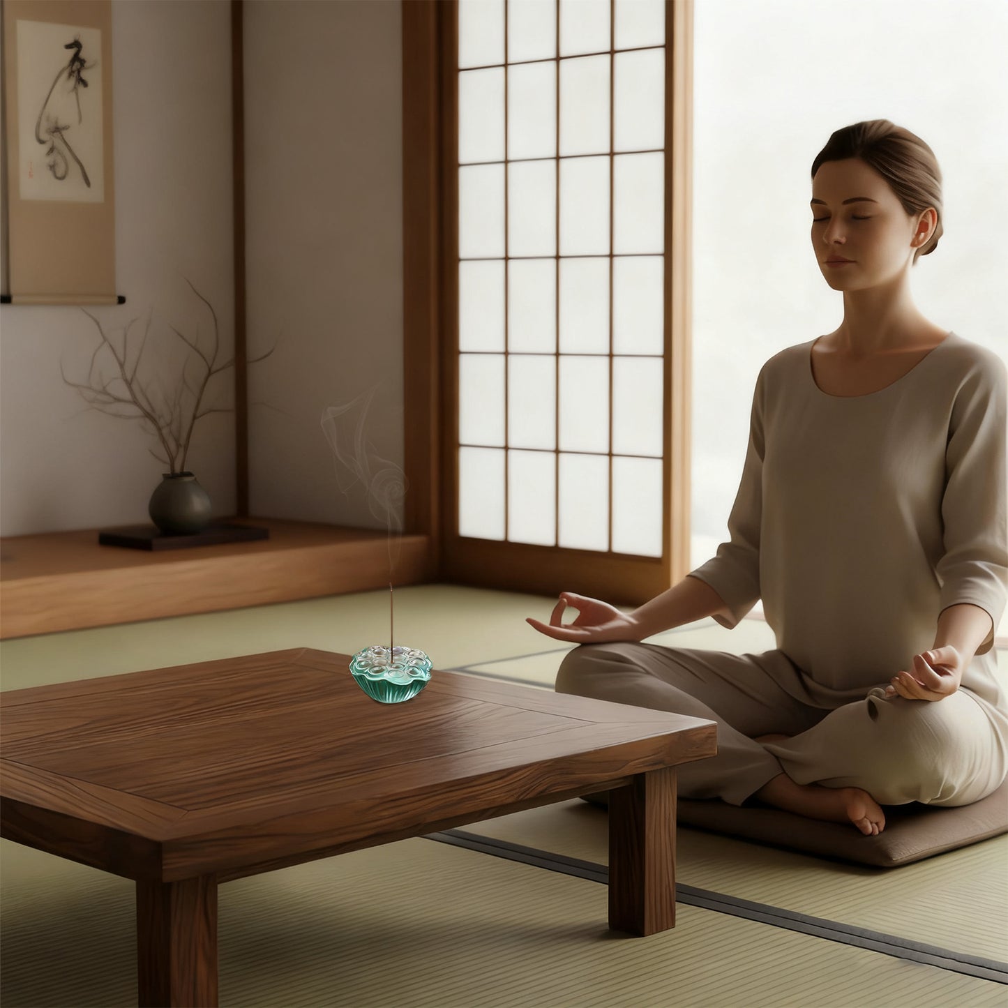 Glass Lotus Incense Holder with Ash Catcher