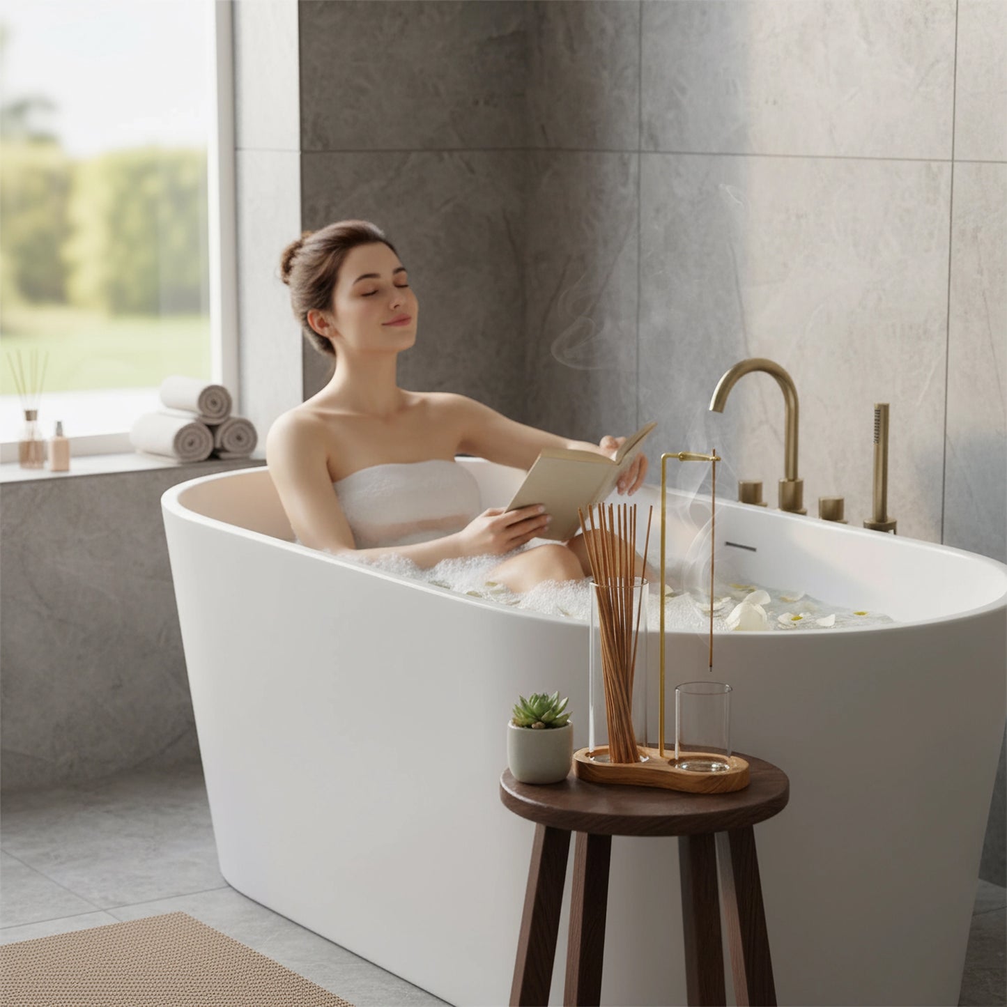 Minimalist Wood & Glass Incense Holder