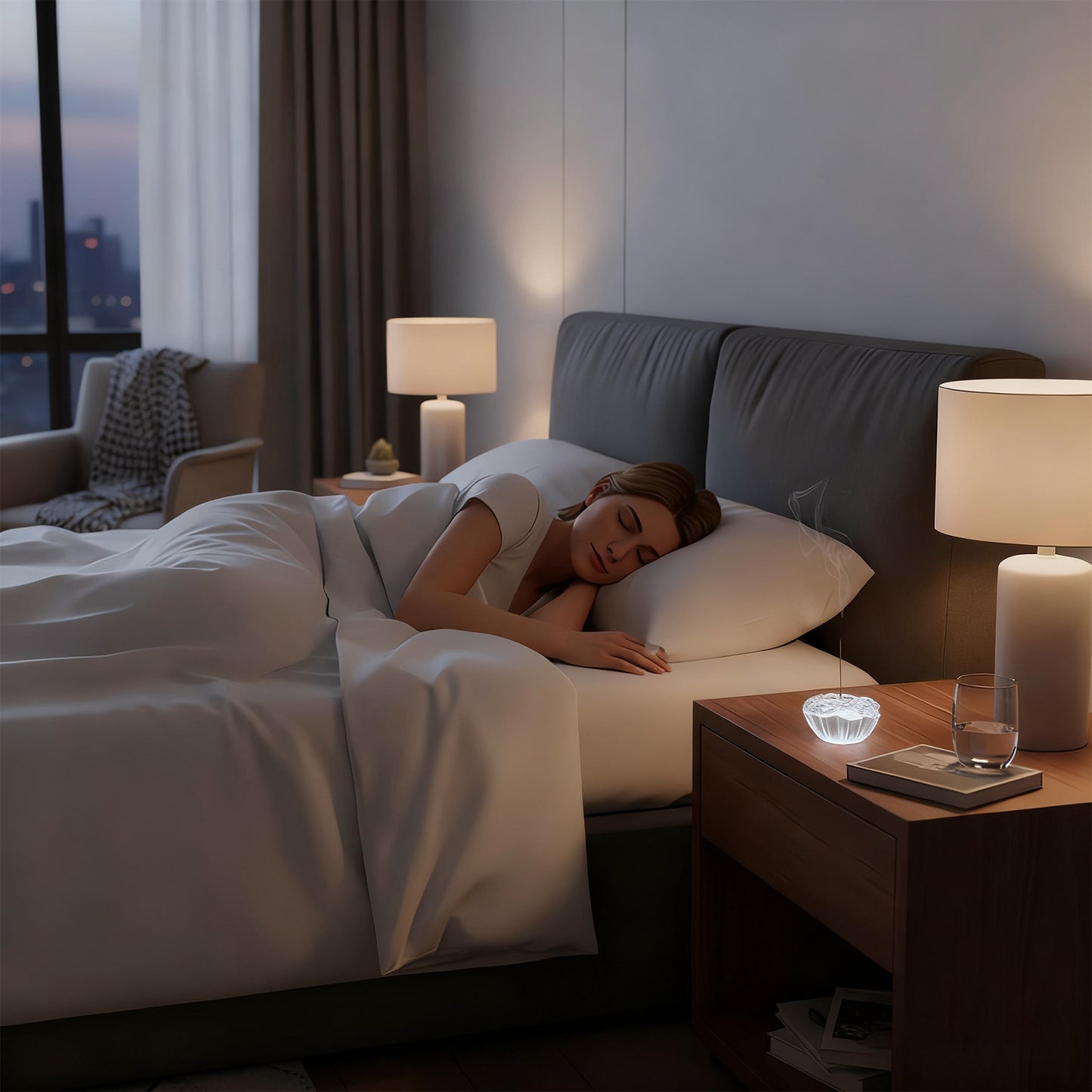 Glass Lotus Incense Holder with Ash Catcher