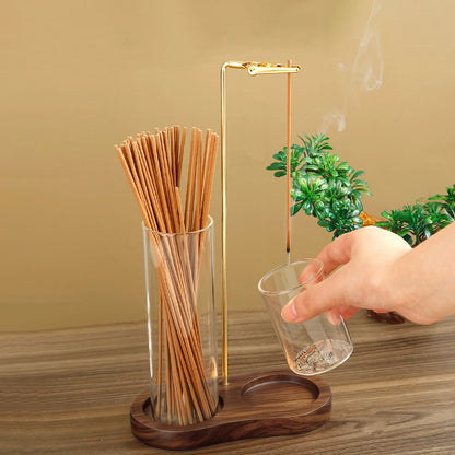 Minimalist Wood & Glass Incense Holder