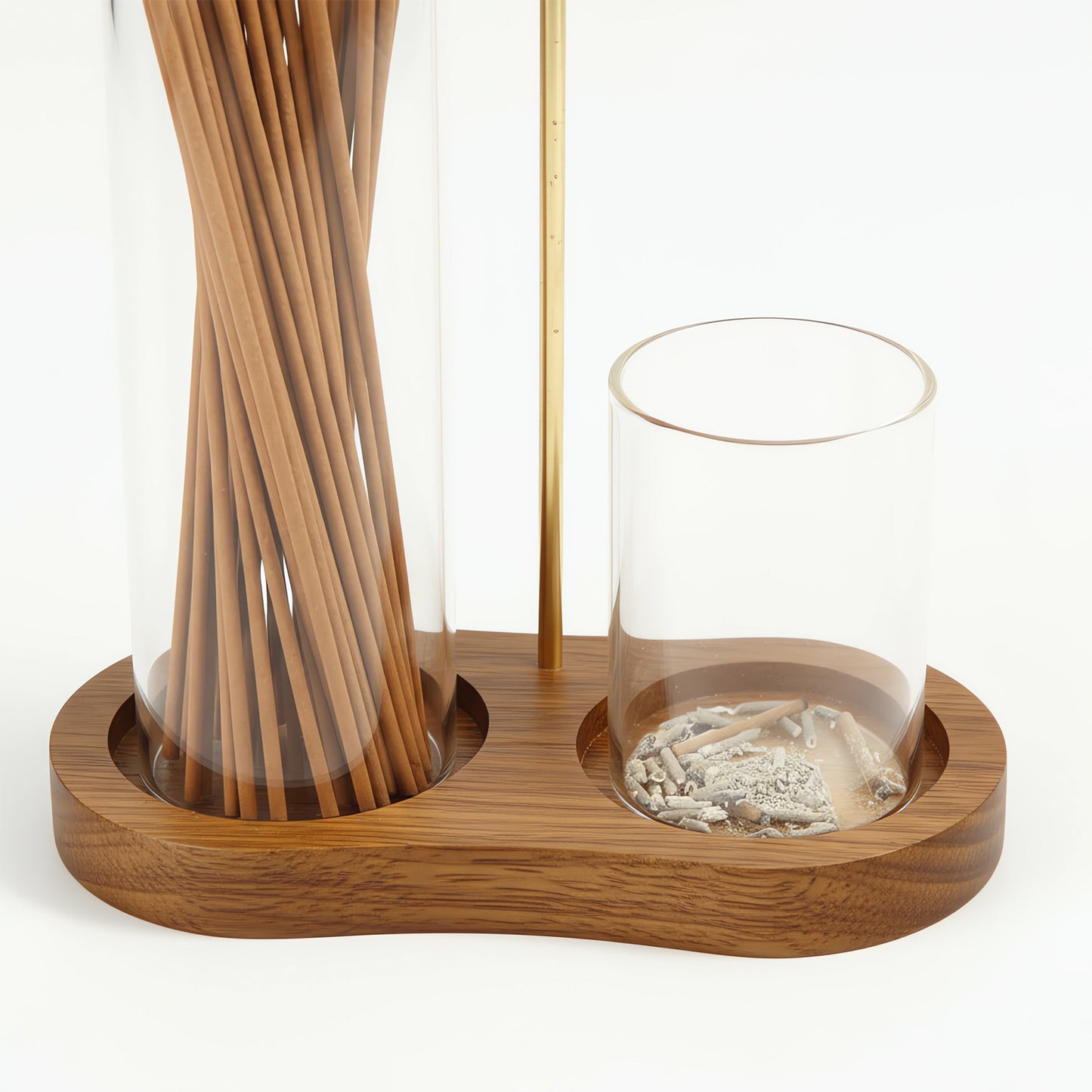 Minimalist Wood & Glass Incense Holder