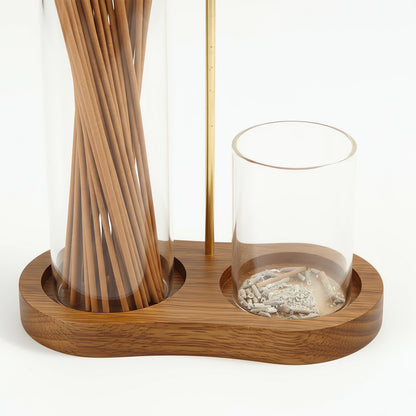 Minimalist Wood & Glass Incense Holder