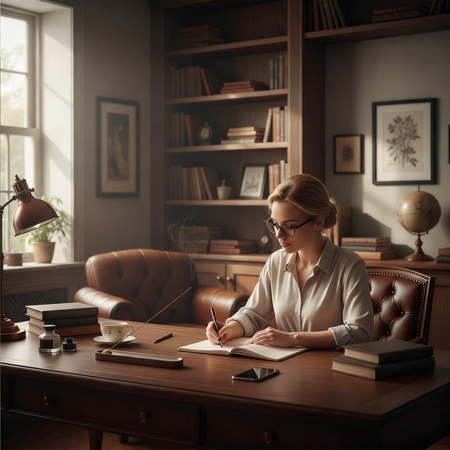 Walnut & Brass Incense Holder with Ash Catcher (7.2")