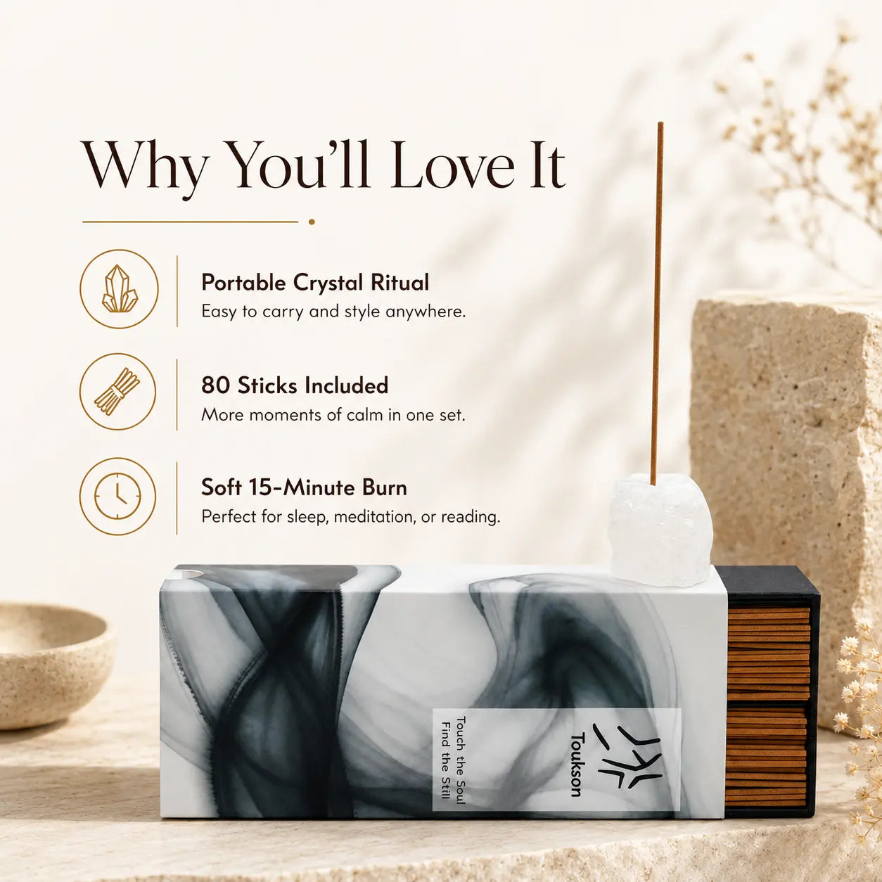 Calm Moments Crystal Incense Set