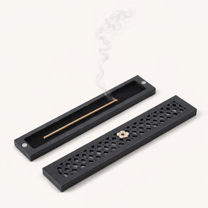 Ebony Incense Box for natural incense sticks storage, organization, and preservation of aroma.