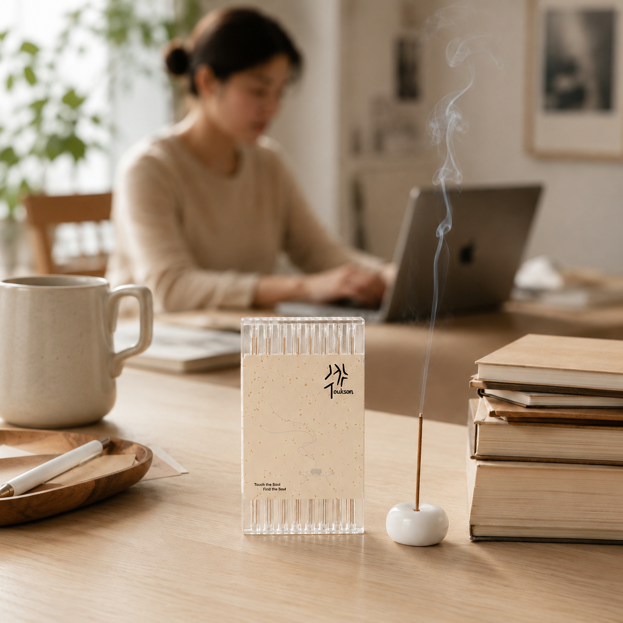 Toukson Focus Series incense set in a cozy workspace with natural pure incense for concentration