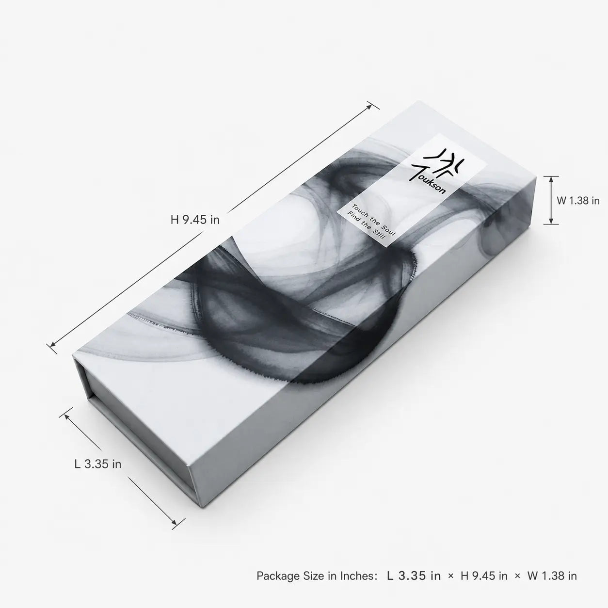Toukson Focus Time pure incense sticks, with packaging dimensions in inches, ideal for work or study sessions.