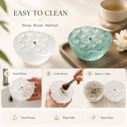 Glass lotus incense holder product details with ash catcher and decorative design
