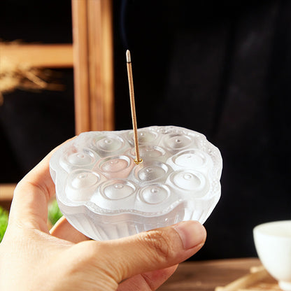 Glass Lotus Incense Holder with Ash Catcher