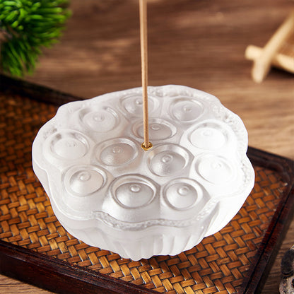 Glass Lotus Incense Holder with Ash Catcher