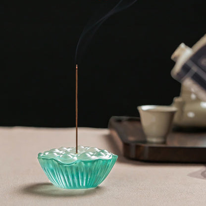 Glass Lotus Incense Holder with Ash Catcher