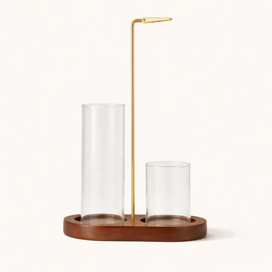 Minimalist Wood & Glass Incense Holder