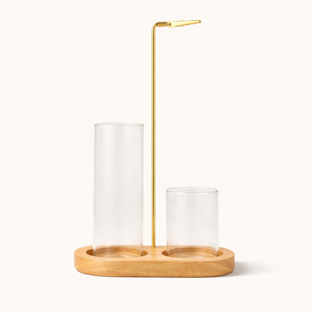 Minimalist Wood & Glass Incense Holder