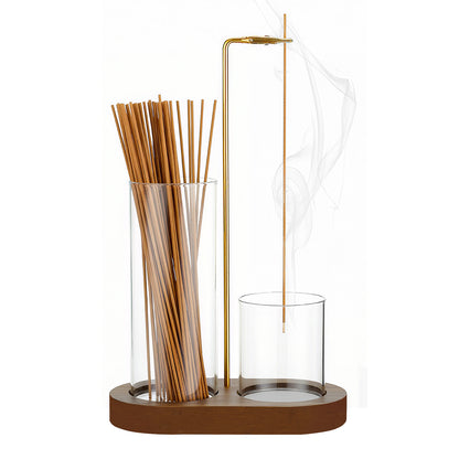 Minimalist Wood & Glass Incense Holder