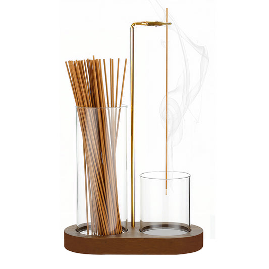 Minimalist Wood & Glass Incense Holder