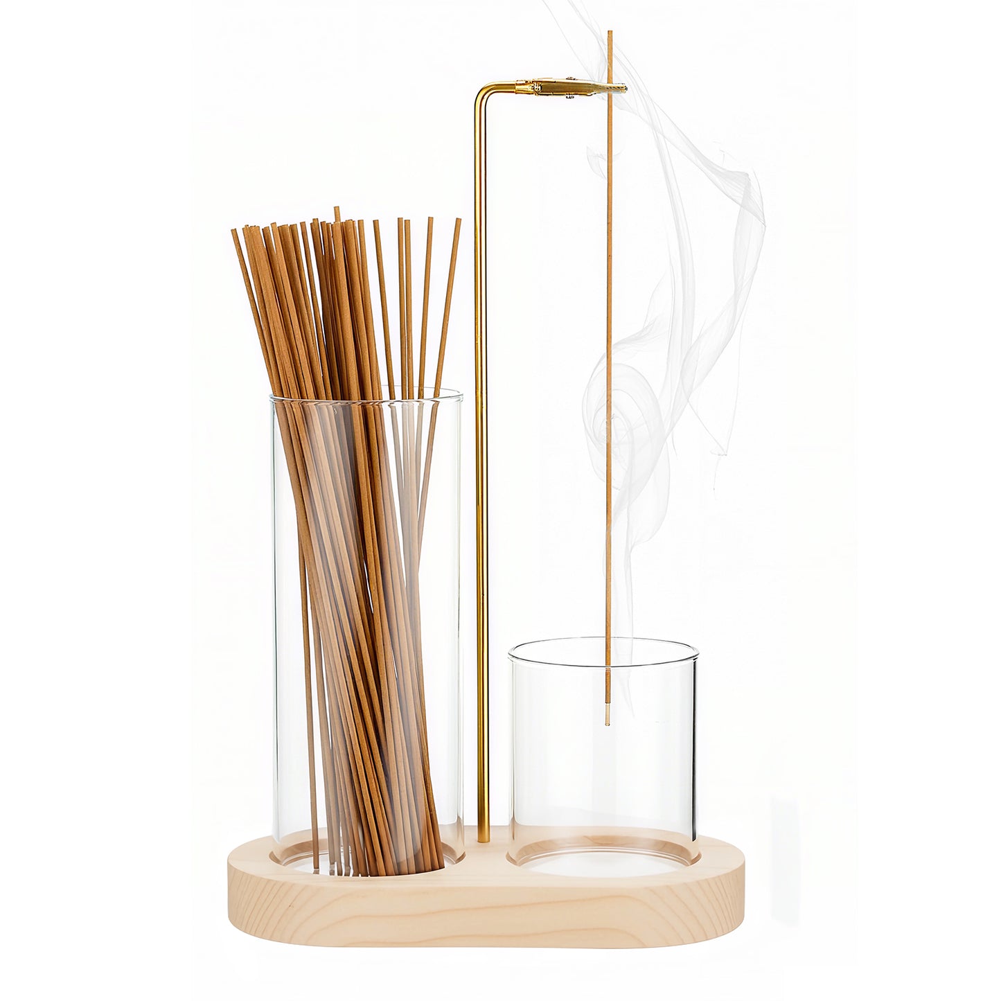 Minimalist Wood & Glass Incense Holder