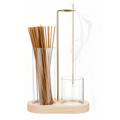 Minimalist Wood & Glass Incense Holder