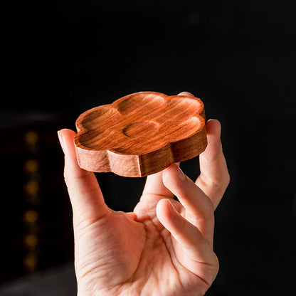 Sakura Wooden Incense Holder with 9-Hole Brass Plate