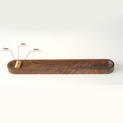 Walnut & Brass Incense Holder with Ash Catcher (7.2")