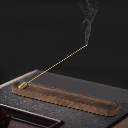 Walnut & Brass Incense Holder with Ash Catcher (7.2")