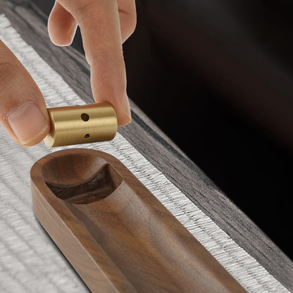 Walnut & Brass Incense Holder with Ash Catcher (7.2")